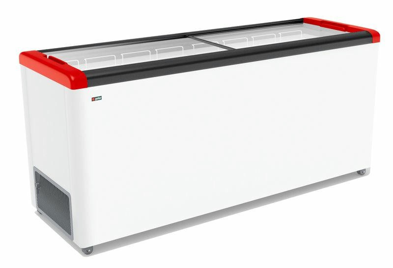 ЛАРЬ МОРОЗИЛЬНЫЙ GELLAR FG 700 С ПРЯМОЕ СТЕКЛО КРАСНЫЙ (ПРОПАН)