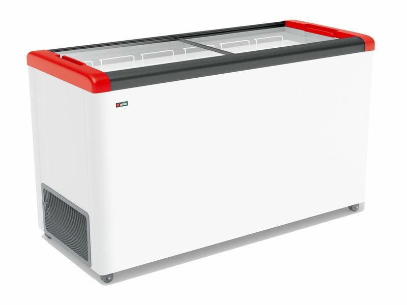 ЛАРЬ МОРОЗИЛЬНЫЙ GELLAR FG 500 С ПРЯМОЕ СТЕКЛО КРАСНЫЙ (ПРОПАН)